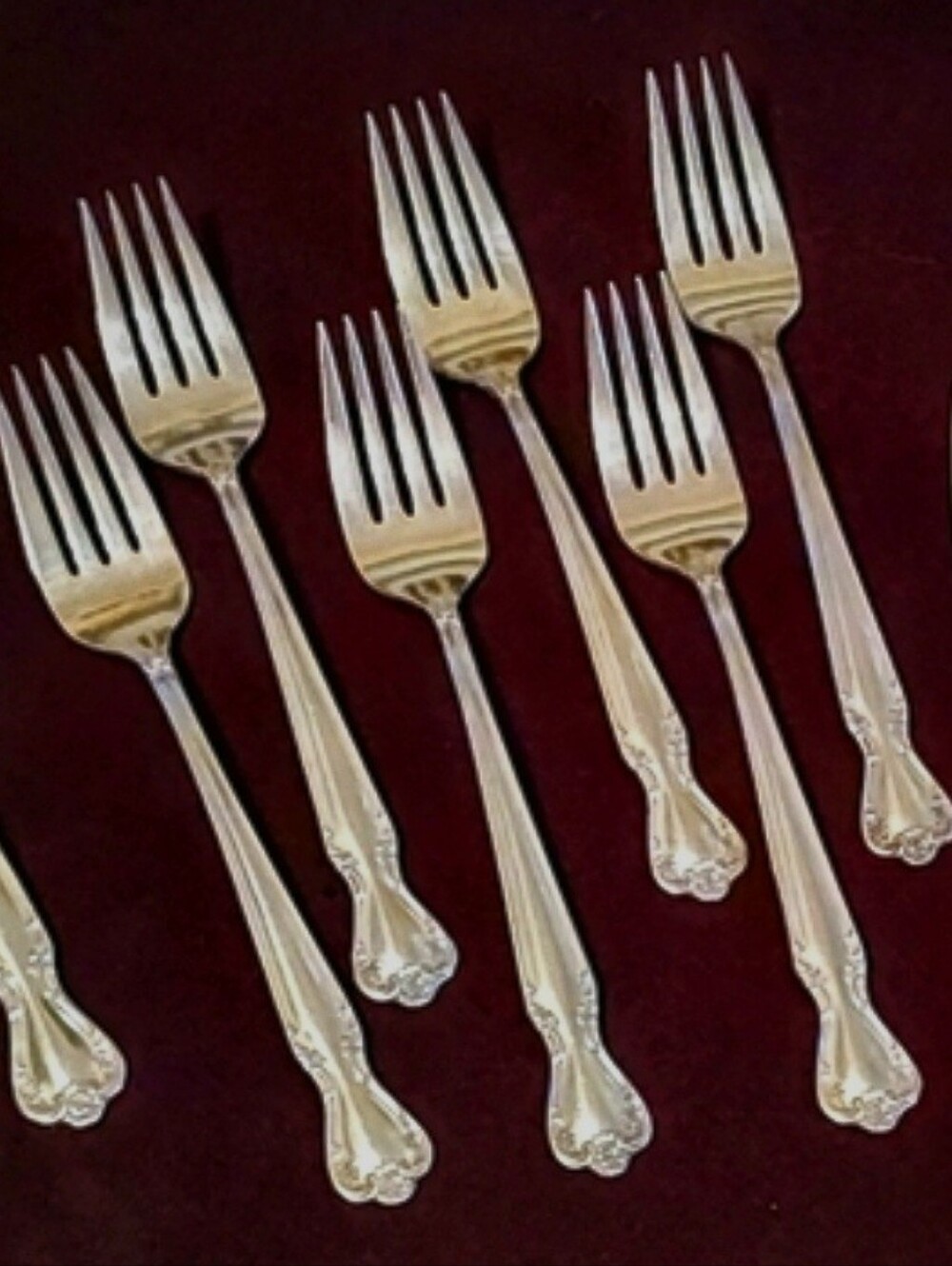 1952 Rogers & Bro Daybreak Elegant Lady Silverplate Salad Forks Set of 6